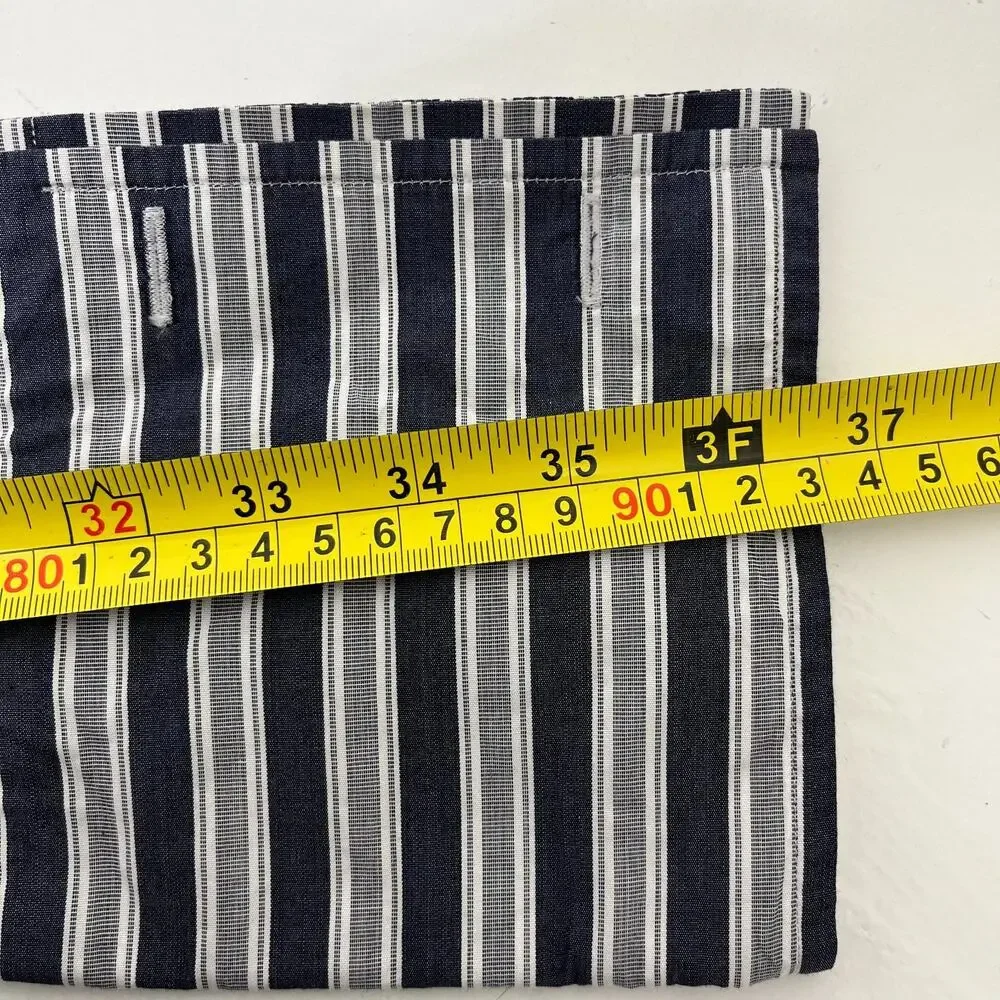 Banana Republic Mens XL(17-17.5) Slim Fit‎ Dress Shirt Navy Gray Striped Cotton